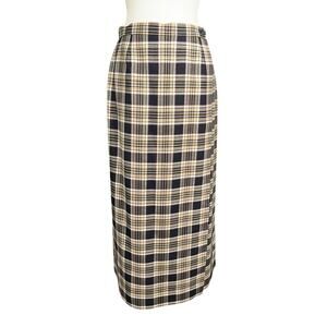 Lands’ End 100% Wool Plaid Maxi Skirt Size 10 Lined Vintage Classic Tartan Skirt